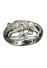 stunning small wolf silver baby ring   